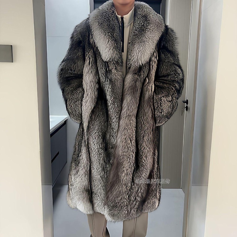 Luxurious Gray Fur Mink Coat Men Designer Clothing- Winter Clothing